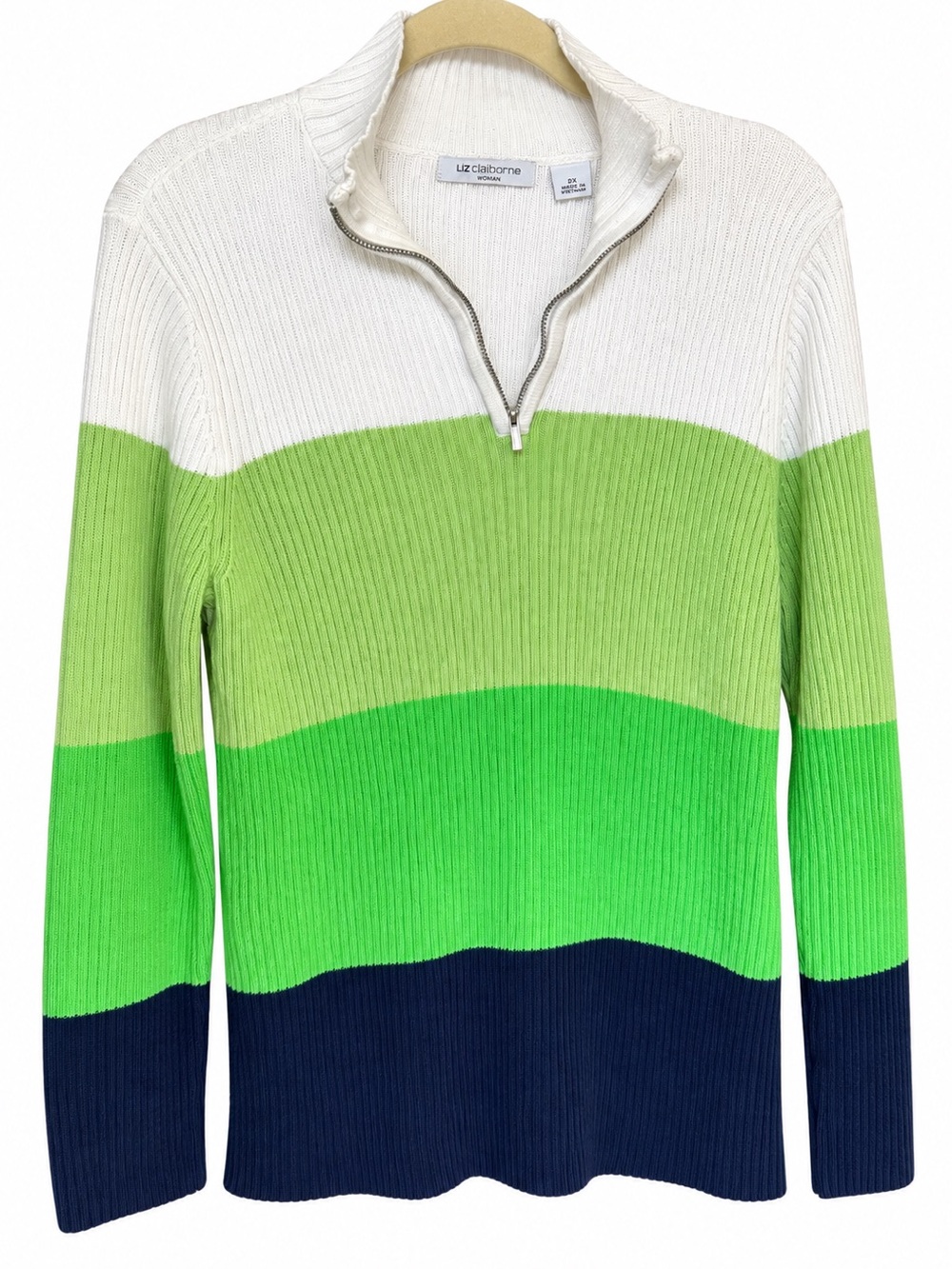 Liz Claiborne zip front sweater, 100 % cotton size XL